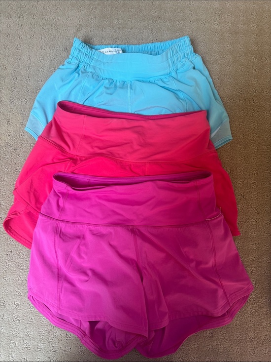 lululemon athletica Pants - lululemon athletica Athletic Shorts Trio in Aqua, Coral, Magenta